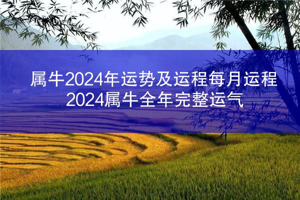 属牛2024年运势及运程每月运程 2024属牛全年完整运气