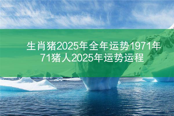 生肖猪2025年全年运势1971年 71猪人2025年运势运程
