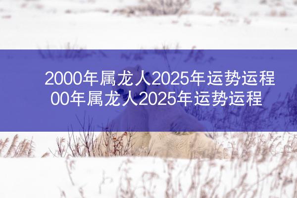 2000年属龙人2025年运势运程 00年属龙人2025年运势运程