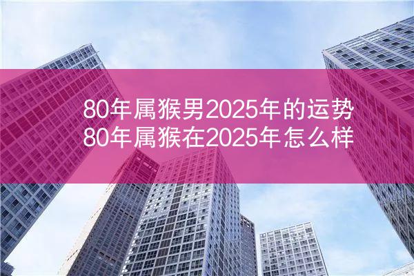 80年属猴男2025年的运势 80年属猴在2025年怎么样