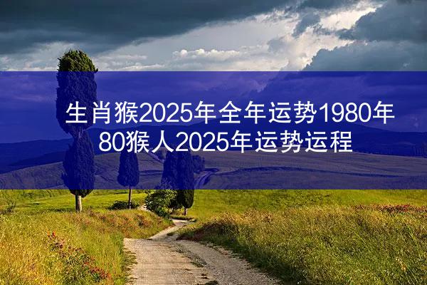 生肖猴2025年全年运势1980年 80猴人2025年运势运程