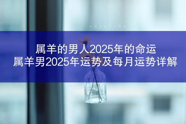 属羊的男人2025年的命运 属羊男2025年运势及每月运势详解