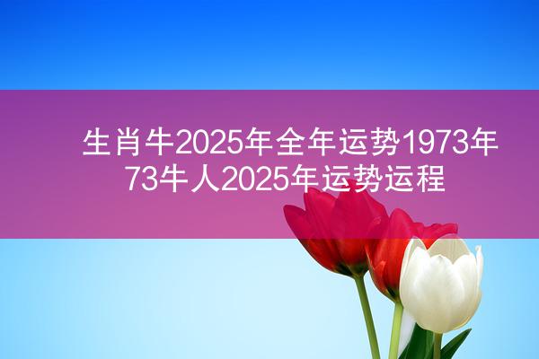 生肖牛2025年全年运势1973年 73牛人2025年运势运程