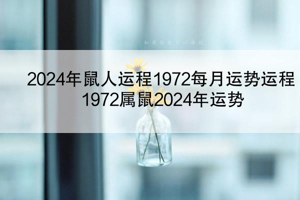 2024年鼠人运程1972每月运势运程 1972属鼠2024年运势