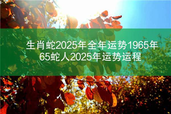 生肖蛇2025年全年运势1965年 65蛇人2025年运势运程