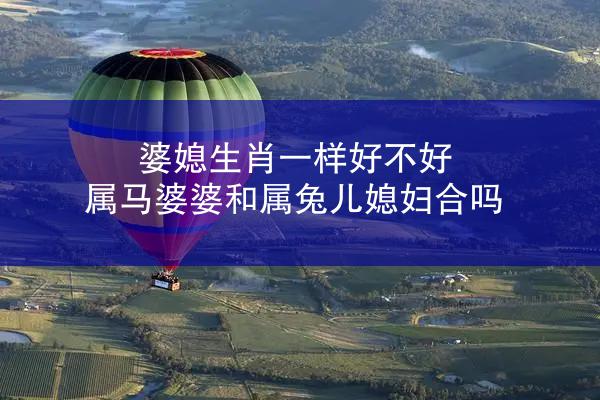 婆媳生肖一样好不好 属马婆婆和属兔儿媳妇合吗