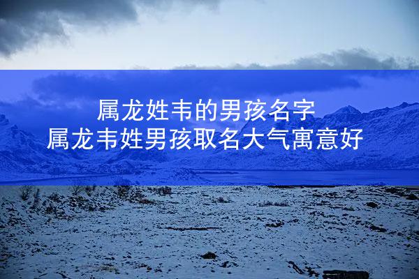属龙姓韦的男孩名字 属龙韦姓男孩取名大气寓意好