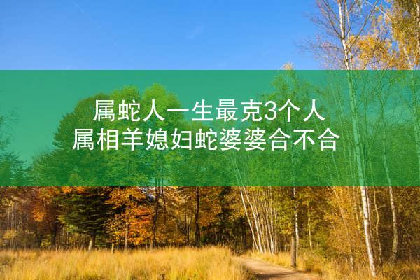 属蛇人一生最克3个人 属相羊媳妇蛇婆婆合不合