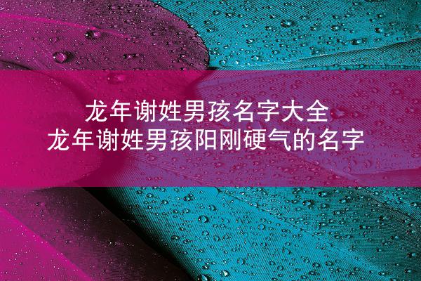 龙年谢姓男孩名字大全 龙年谢姓男孩阳刚硬气的名字
