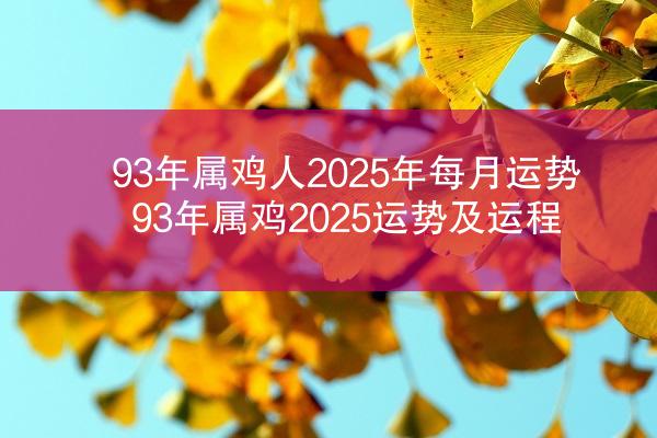 93年属鸡人2025年每月运势 93年属鸡2025运势及运程