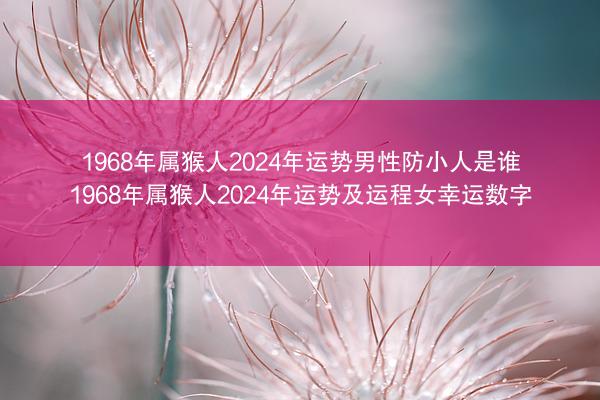 1968年属猴人2024年运势男性防小人是谁 1968年属猴人2024年运势及运程女幸运数字
