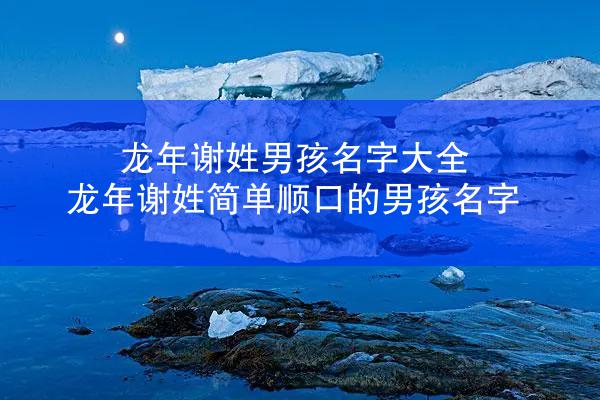 龙年谢姓男孩名字大全 龙年谢姓简单顺口的男孩名字