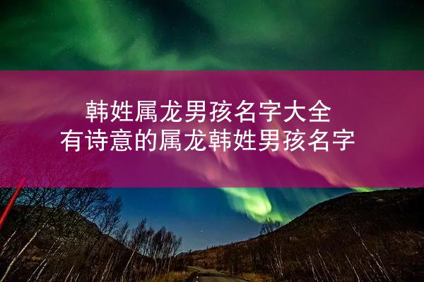 韩姓属龙男孩名字大全 有诗意的属龙韩姓男孩名字