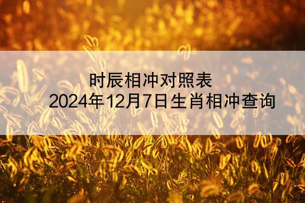 时辰相冲对照表 2024年12月7日生肖相冲查询