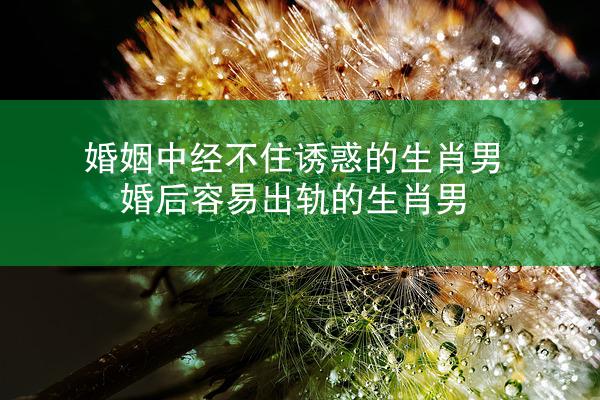 婚姻中经不住诱惑的生肖男 婚后容易出轨的生肖男