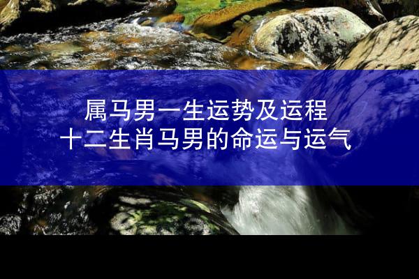 属马男一生运势及运程 十二生肖马男的命运与运气