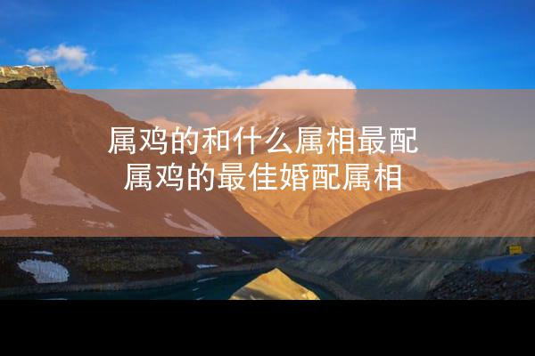 属鸡的和什么属相最配 属鸡的最佳婚配属相